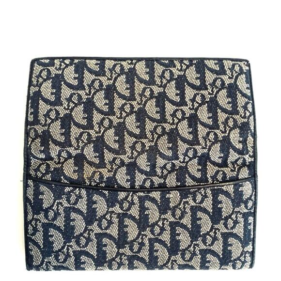 Christian Dior Canvas Leather Navy Blue Trotter Long Wallet W/ Authenticity Card - Picture 5 of 8
